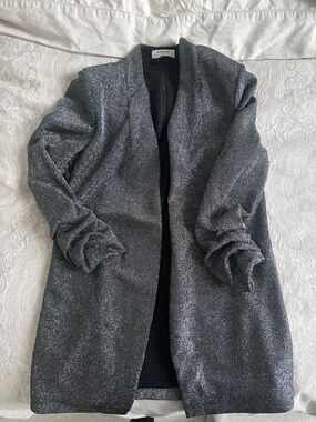 Babaton Shimmery Silver Open-Front Blazer